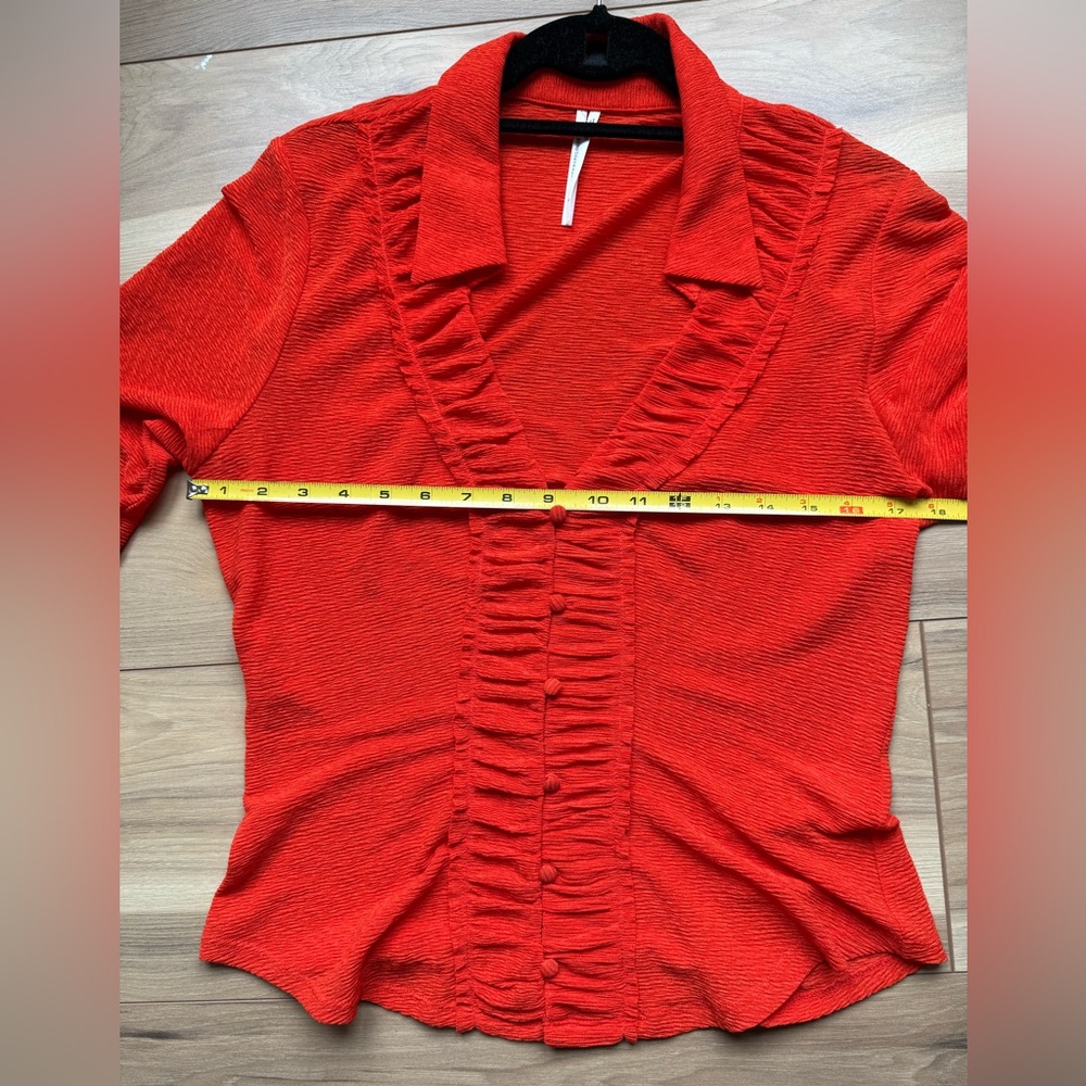 Anthropology orange red Women's Top - Picture 5 of 8